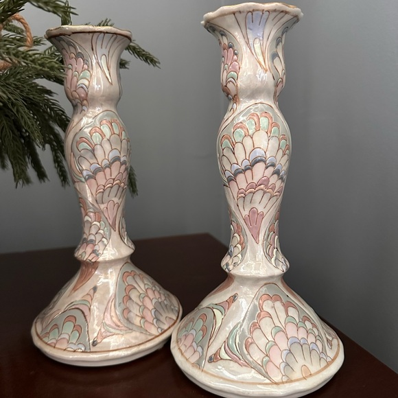 Vintage Andrea By Sadek- Pair of Ceramic Candlestick Holders - Picture 2 of 4